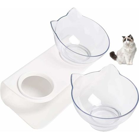 Green Mobility-Gamelles pour chat, bol pour chat incliné à 15 °, surélevé, double bol pour animal domestique, bol pour chat et petit chien (1/5)