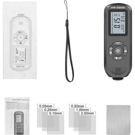 Testeur de peinture automobile, jauge d'épaisseur de revêtement avec écran LCD numérique rétroéclairé, détecteur de profondeur, mesure (1/4)