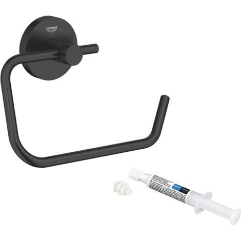 Dispensador de papel higiénico de pared GROHE Start negro mate + pegamento GROHE GROHE QuickGlue