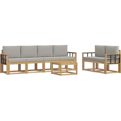 Conjunto de sofás de exterior 7 pcs Blanco y Gris Claro vidaXL (1/5)