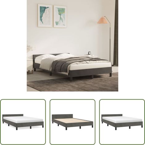 vidaXL Kopfteil -  Bettgestell ohne Matratze Dunkelgrau 120x190 cm Samt (1/5)