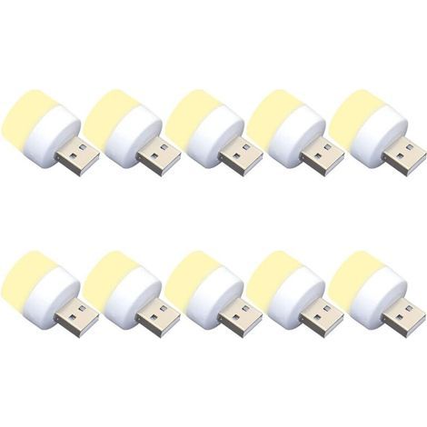 10er-Pack LED-Nachtlichter, USB, 1 W, 5 V-1 A, 6000 K, 110 lm, warmweißes Licht (1/5)