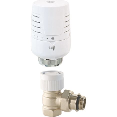 Somatherm For You – Robinet thermostatique T302 équerre 20x27 (3/4") – Tête thermostatique à expansion de liquide – Plage de réglage 6°C à 28°C (1/4)