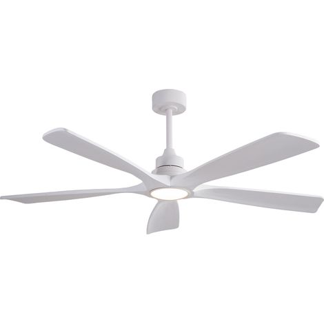 Ventilatore da soffitto 36" bianco con luce LED e telecomando, 3 pale in legno (1/5)