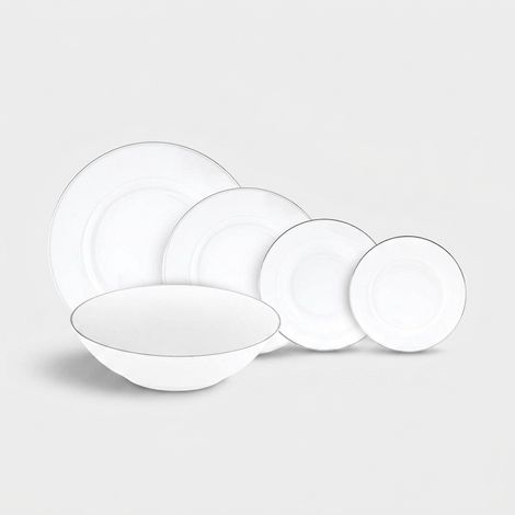 Tafelservice aus Porzellan 38-teilig mit Salatschüssel Platinum Chic (1/2)