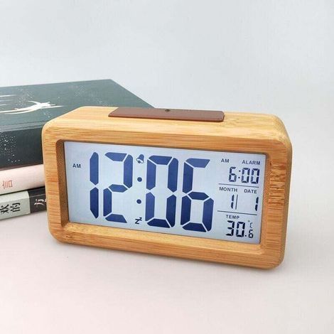 Reveil Matin Radio Reveil Bois Vintage Reveil Lumiere Bois Massif Mode , XU,Horloge Intelligente ÉLectronique Horloge ÉLectronique RéVeil en Bois Massif - KZQ (1/4)