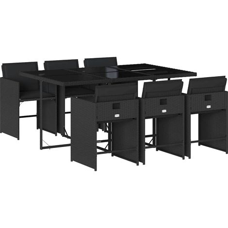 Garden Dining Set Black PE Rattan 6-seater Foldable vidaXL (1/5)