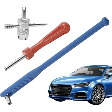 Outil Extracteur D'Pour Valve De Pneu - Clé de Volant Moteur en métal Kit Réparation Pneus 3 Pièces,pour Moto Voiture Camion Remorque Atelier Garage Vélo Bicyclette (1/5)