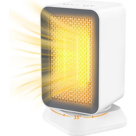 Calefactor de ventilador, calefactor eléctrico cerámico de 900W/1000W, 3 modos, oscilación de 35°, temporizador de 1-2-4H, múltiples protecciones, calefactor de ventilador compacto para oficina, dormi (1/5)