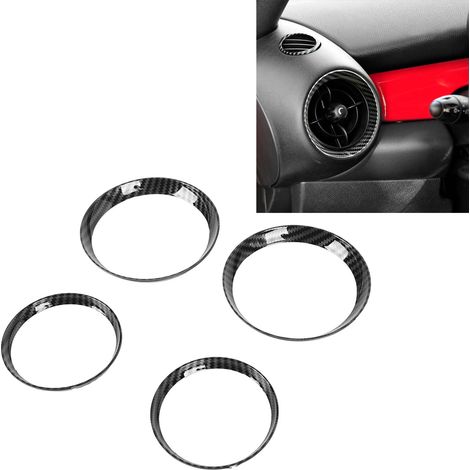 Das dekorative Emblem aus strukturierter Kohlefaser am inneren Ring des Lüftungsschlitzes ist kompatibel mit MINI Cooper R56 2006-2013. (1/5)