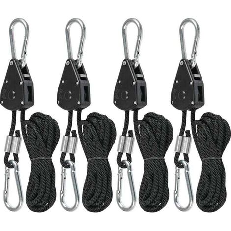 4 Pcs Cordes à cliquet avec Crochets pour Lampe ou Plantes, Corde de Crochet Réglable 200cm de long (2 Paire) (1/4)