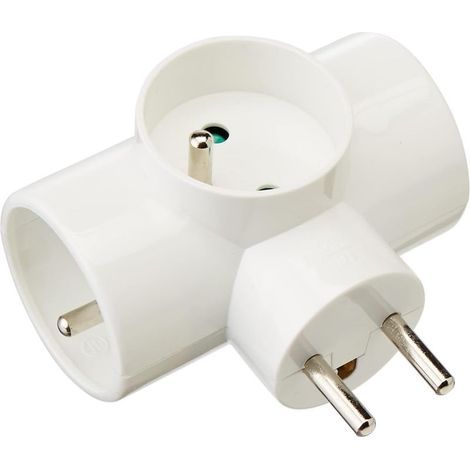 GENERIC-Rallonge Electrique MultIPrise electrique - Prise MultIPrise - Adaptateur MultIPrise - TrIPlette électrique - TrIPlite Laterale 3 Socl 2P+T 16A D4.8mm +Ecl Blanc Vrac (1/2)