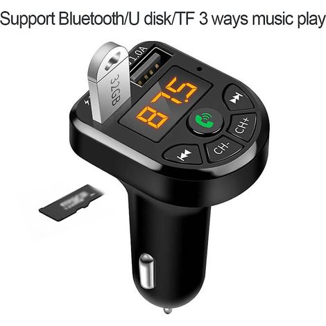 Chargeur de voiture rapide Bluetooth 5.0 USB 3.1a, émetteur MP3, lecteur de clé USB, radio FM, compatible Bluetooth, mains libres (1/5)