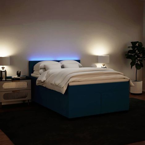 Boxspringbett mit Matratze Blau 160x200 cm Samt (1/5)