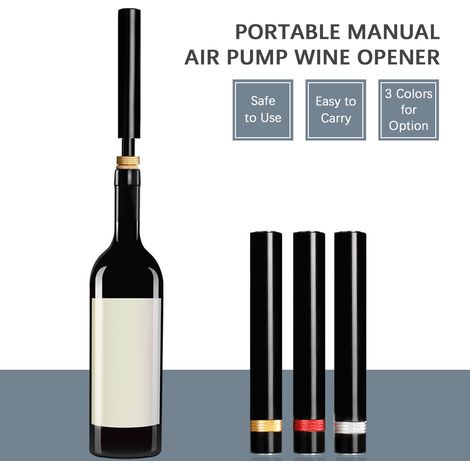 Cavatappi manuale portatile con pompa ad aria compressa per aprire bottiglie, ideale per casa, ristoranti e bar. (1/5)