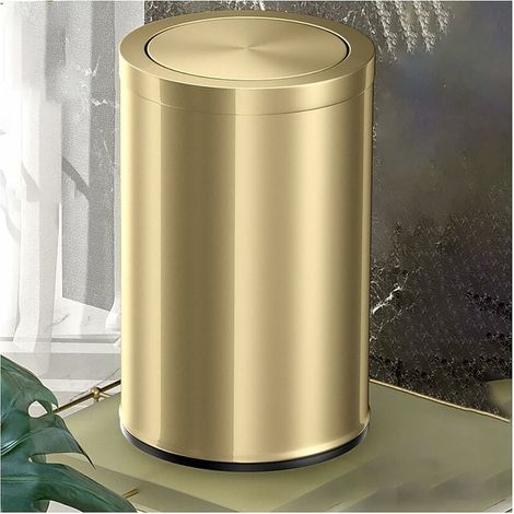 Poubelle Salle De Bain - Couvercle Battant - Acier Inoxydable Doré - 9 L - 20 x 31 cm (1/5)