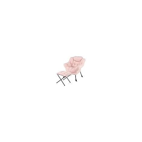 COSTWAY Poltrona Relax con Poggiapiedi, Poltrona da Lettura con Cuscino per Testa, Poltrona Moderna con Schienale e Seduta Imbottiti, Braccioli e Tasca di Stoccaggio, Portata 150 kg (Cashmere Rosa) (1/5)