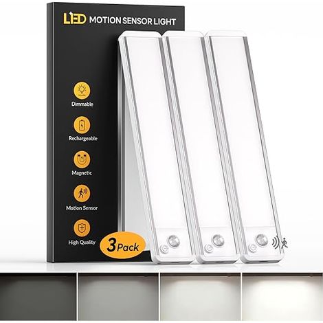 3 Pack of Kitchen Under Cabinet Lights – 20 cm Motion Detector Lamp (1/5)