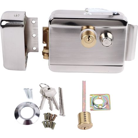 Serrure de porte à commande électrique, Double tête, pour sonnette, interphone, système de sécurité d'accès, maison 12V