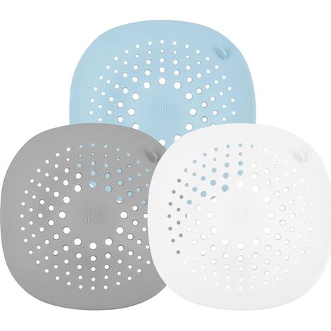 ZOLGINAH 3 PCS Filtre Évier en Silicone, Attrape Cheveux Bouchon avec Ventouse, Collecteur de Cheveux pour Cuisine Salle de Bain(Bleu, Blanc, Gris) (1/5)