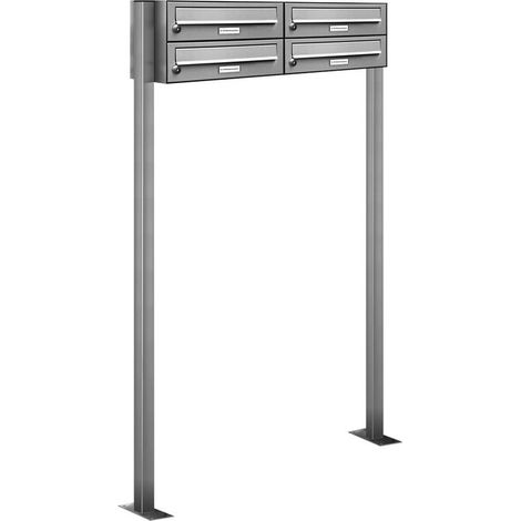 4er Edelstahl Standbriefkasten Anlage Freistehend (1/5)