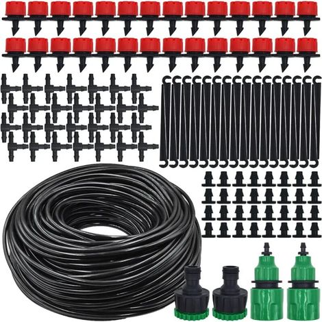 Système d'irrigation goutte à goutte portable 5 m – Kit d'arrosage automatique 20 m avec goutteurs réglables – Pour jardins et potagers – 2B (1/4)