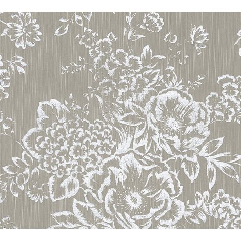 A.S. Creation Metallic Silk 306574 Vliestapete Blumenoptik 0.53 m x 10.05 m Grau (1/4)