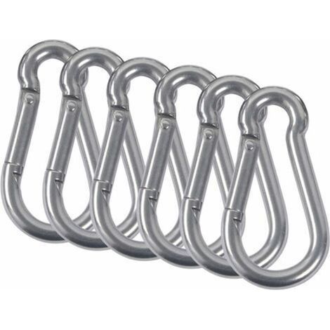 M5 Mousquetons Acier Inoxydable 304 Mousqueton Pompier Ressort Avec Mousqueton De Fixation Pour Camping Randonnée Hamac Balancoire 6Pcs (1/3)