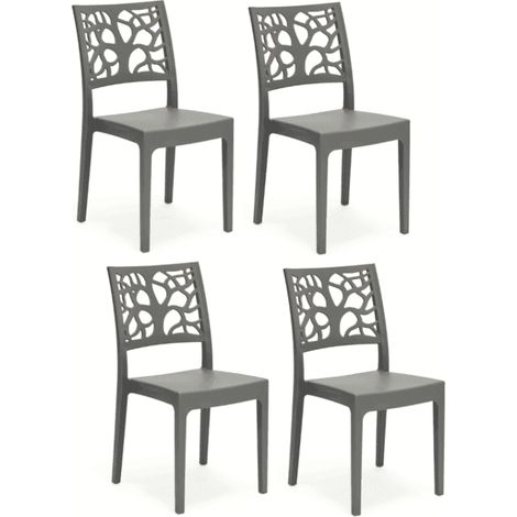 Kit 4 sedie interno esterno polipropilene cucina bar ristorante impilabile pranzo antracite teti (1/2)