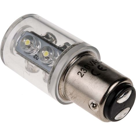 Lampe LED balise, BA15d, 230 V c.a., Blanc, 6 LEDs , intensité: 150 mcd ( Prix pour 1 )