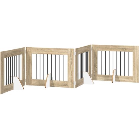 Klappbares Hundetor mit Ständern 4 Stk. Sonoma-Eiche 321 cm vidaXL