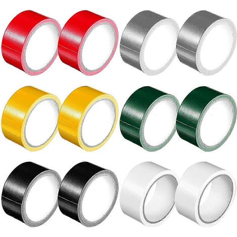 Lot de 12 rouleaux de ruban adhésif coloré, ruban adhésif résistant et imperméable, pour une utilisation intérieure et extérieure, bricolage et loisirs créatifs. (1/5)
