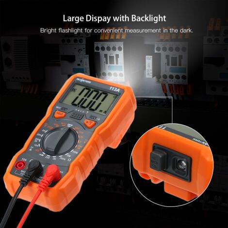 RICHMETERS RM113A NCV Multimètre numérique 2000 points HFE Compteur de mesure de tension AC/DC avec aspiration magnétique Flash Light Rétroéclairage Grand écran Multimètre