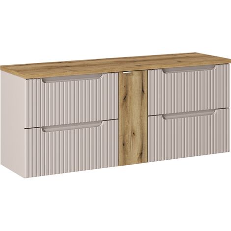 Waschtischunterschrank 140cm Riva mit 4 Schubladen, Kaschmir