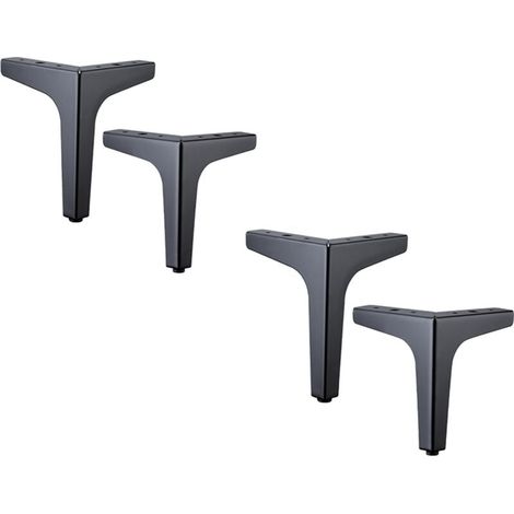 Lot de 4 Pieds de Canapé Metal 10 cm, Pieds de Table Basse Métal Charge Jusqu'à 800 KG Pied de Meuble Noir, Support de Table en Fer Forge/Sofa, Pied pour Meuble TV (1/4)