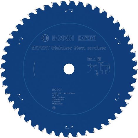 Bosch Stainless Steel Circular Saw Blade 203 x 1.8/1.4 x 15.875mm T48 2608902220