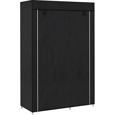 Armoire penderie multi-rangement - 6 étagères, 1 barre - non tissé noir (1/5)