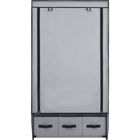 Armoire en Tissu Gris 87x49x159 cm, Placard de Rangement avec Étagères, Dressing Compact pour Chambre et Salon (1/5)