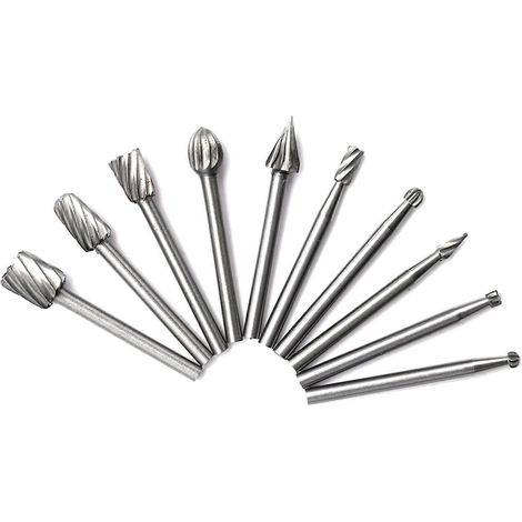 10 Stück HSS-Rotationsfräser mit 3 mm Schaft für Holzbearbeitung und Schnitzarbeiten (1/5)