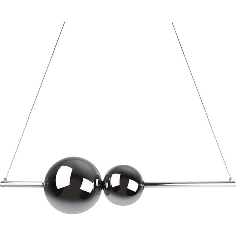 Suspension LED en Métal Coloris Chrome et Verre Fumé, Luminaire Suspendu de 105 cm - PANGIVO (1/5)