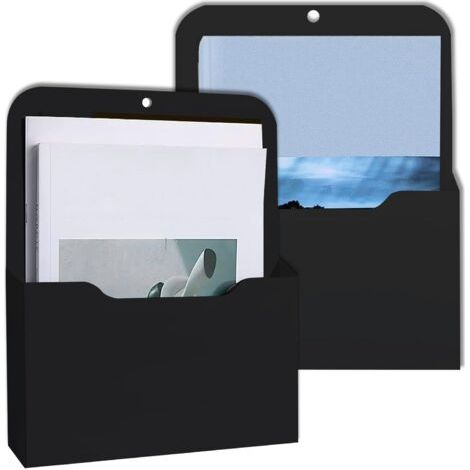 Porte Documents Magnétiques, Lot de 2 Porte-Documents Magnétiques, Rangement de Fournitures de Bureau, Porte-Lettres A4, Aimant, organisateur pour tableau blanc, réfrigérateur, Noir (1/5)