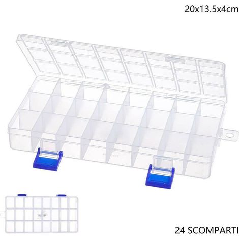 TrAdE Shop Traesio - Scatola Portaoggetti 24 Scomparti Pratica Scatola Contenitore Dim 20x13,5x4 Cm -