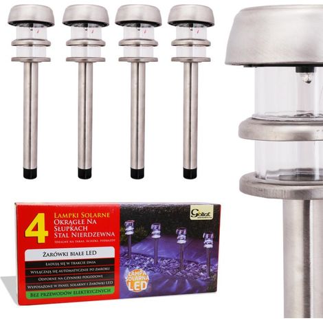 Set mit 4 selbstaufladenden runden Solarlampen mit Dämmerungssensor, Modell Goliat (1/5)