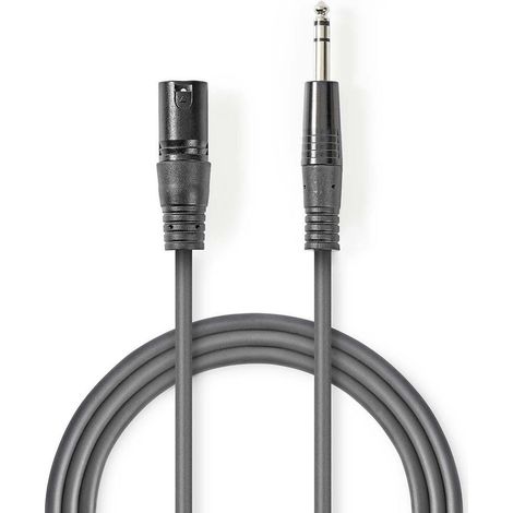 Cable de audio balanceado xlr macho de 3 pines macho de 635 mm niquelado 150 metros redondo pvc gris oscuro funda de carton