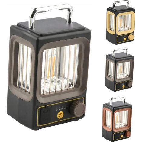 LED-Campinglaterne Tragbare Handlampe für den Außenbereich Dreistufige Beleuchtung Typ C / Solaraufladung Grau (1/5)