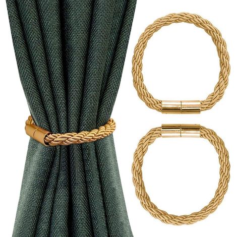 Lot de 2 embrasses de rideaux avec boucle de rideau pour hôte de bureau à domicile (doré)-Fei Yu (1/5)