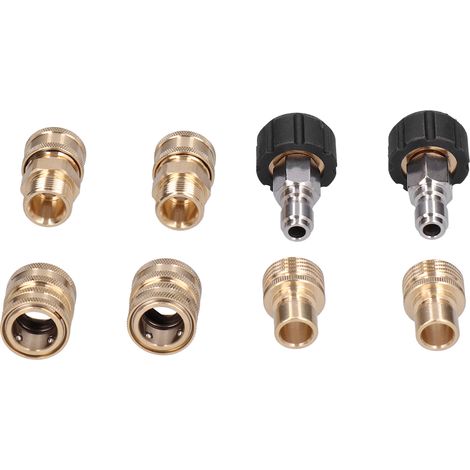 Jeu de 8 adaptateurs pour nettoyeur haute pression, raccords rapides en laiton, connecteurs à déconnexion rapide, kit universel. (1/5)