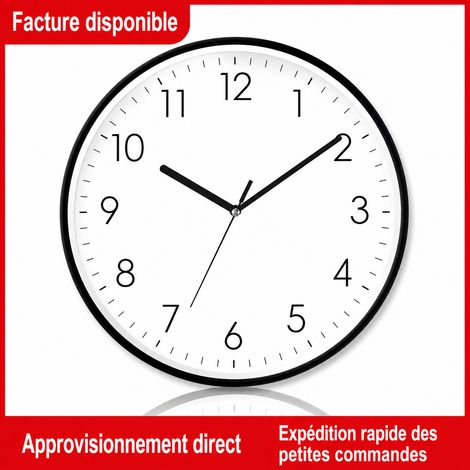 Horloge murale ronde 14 pouces cadre blanc aiguilles noires silencieuse 14 réf 6377 36 × 36 × 7 cm 1,1 kg – Livraison gratuite (1/5)