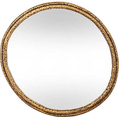 Nahla Small Mirror with Dimpled Frame - Glass - L4 x W64 x H60 cm - Gold