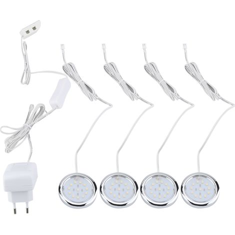 Lampe Led Sous Meuble - 220 V - Blanc Chaud/Blanc Neutre - Pour Cuisine Armoire Étagère - Lot De 4 (1/5)